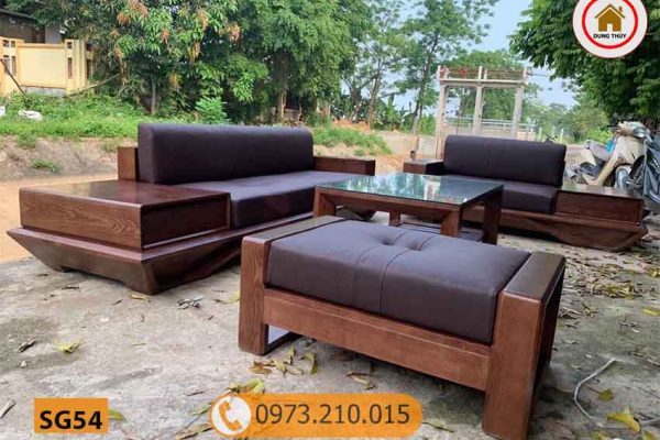 Bộ ghế sofa 2 văng chân vát gỗ sồi Nga SG54