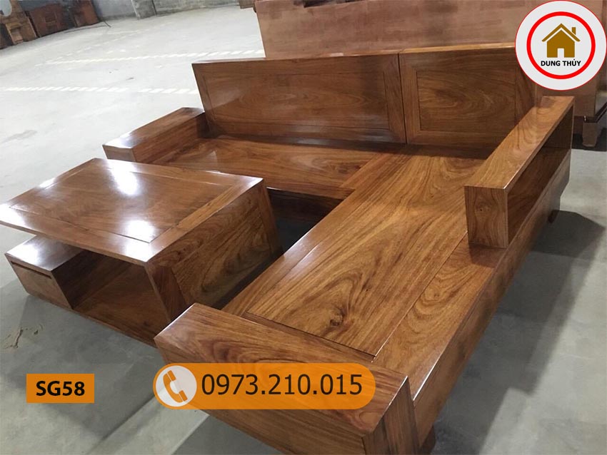 Bộ bàn ghế sofa 2 tay gỗ hương xám SG58