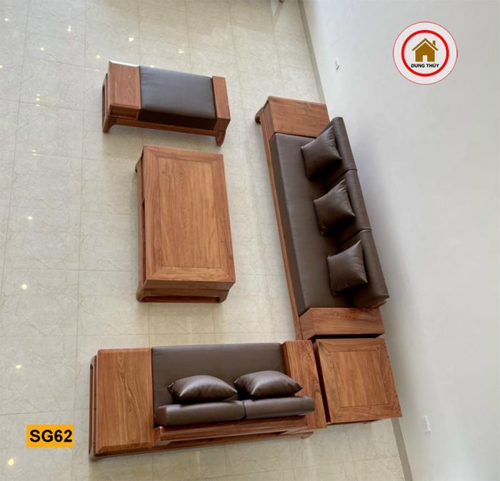 bộ sofa 2 văng chân quỳ gỗ hương đá SG62