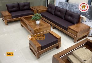 bộ sofa 2 văng chân quỳ gỗ hương xám SG62