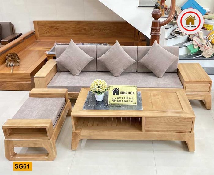 sofa chân quỳ gỗ sồi Nga SG61 màu nguyên bản