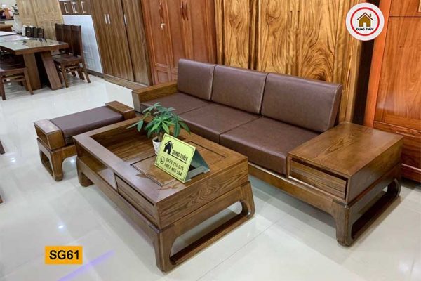 sofa văng chân quỳ gỗ sồi Nga SG61