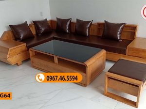 Bộ ghế sofa hộp tay vát 2 mặt gỗ sồi Nga SG64