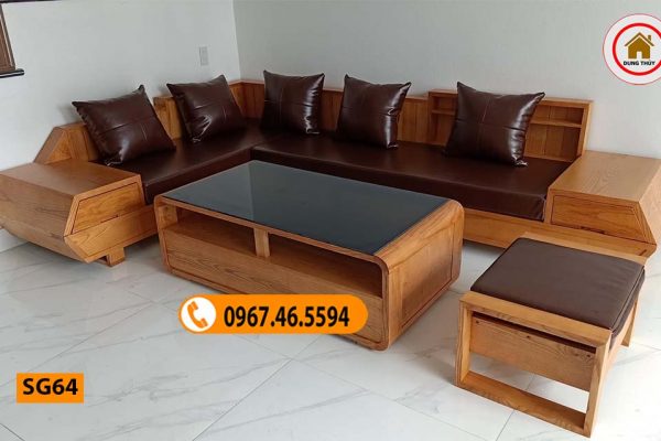 Bộ ghế sofa hộp tay vát 2 mặt gỗ sồi Nga SG64