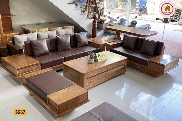 bộ sofa 2 văng chân thuyền vát SG67