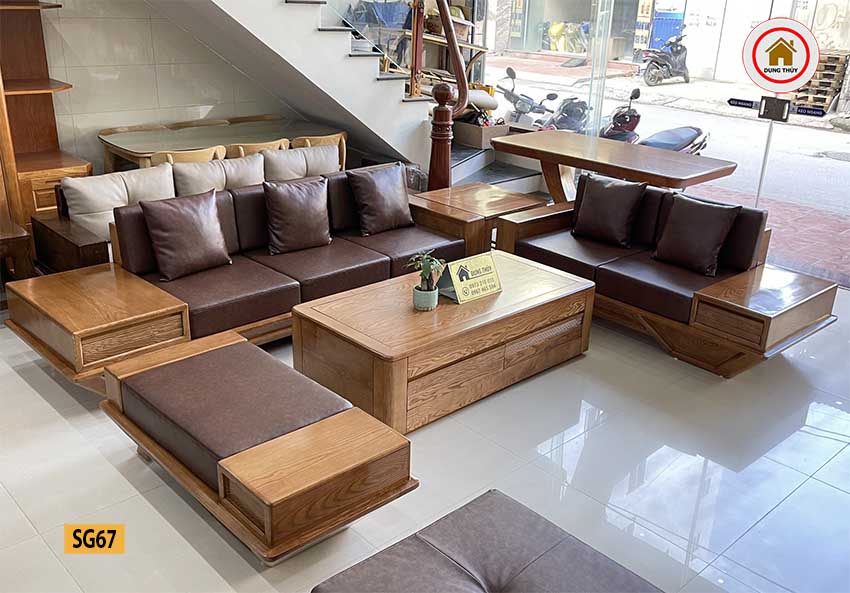 bộ sofa 2 văng chân thuyền vát SG67
