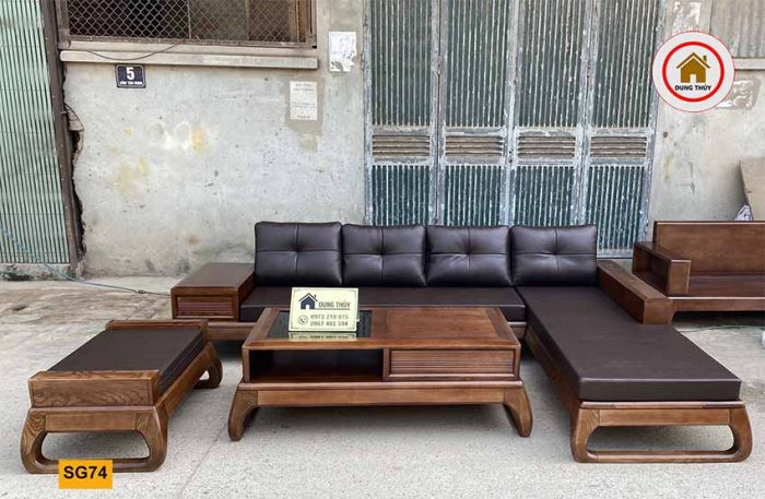 sofa chân choãi gỗ sồi SG74