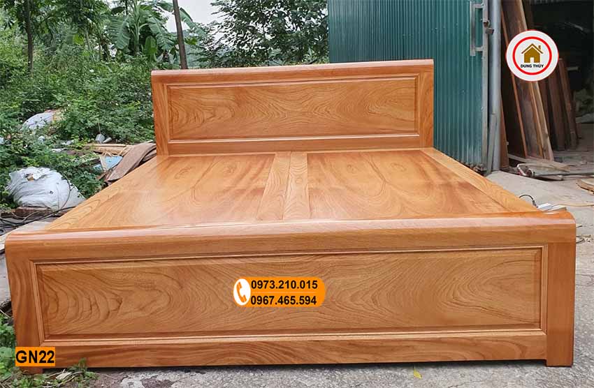 Giường ngủ 2 ngăn kéo gỗ gõ đỏ GN22