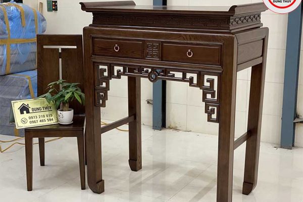 Kệ bàn thờ 2 ngăn kéo gỗ sồi Nga BT01
