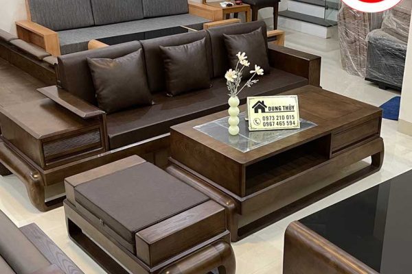 Bộ ghế sofa văng đùi gà gỗ sồi Nga SG77v chất