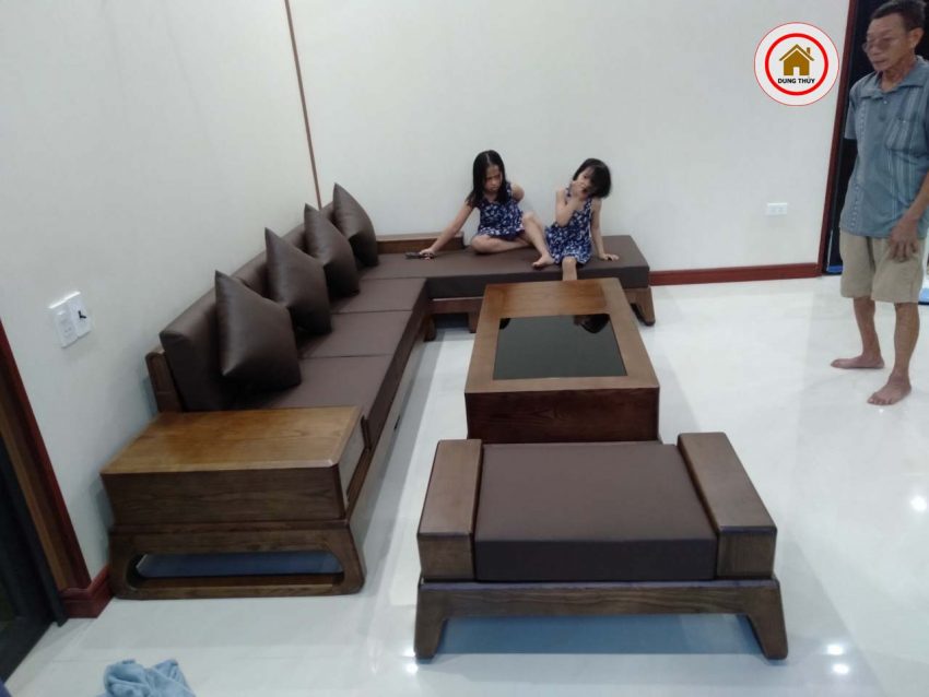 mẫu ghế sofa gỗ góc chữ L hiện đại