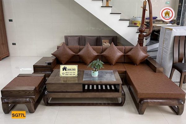 sofa góc chữ L đùi gà gỗ sồi Nga SG77L