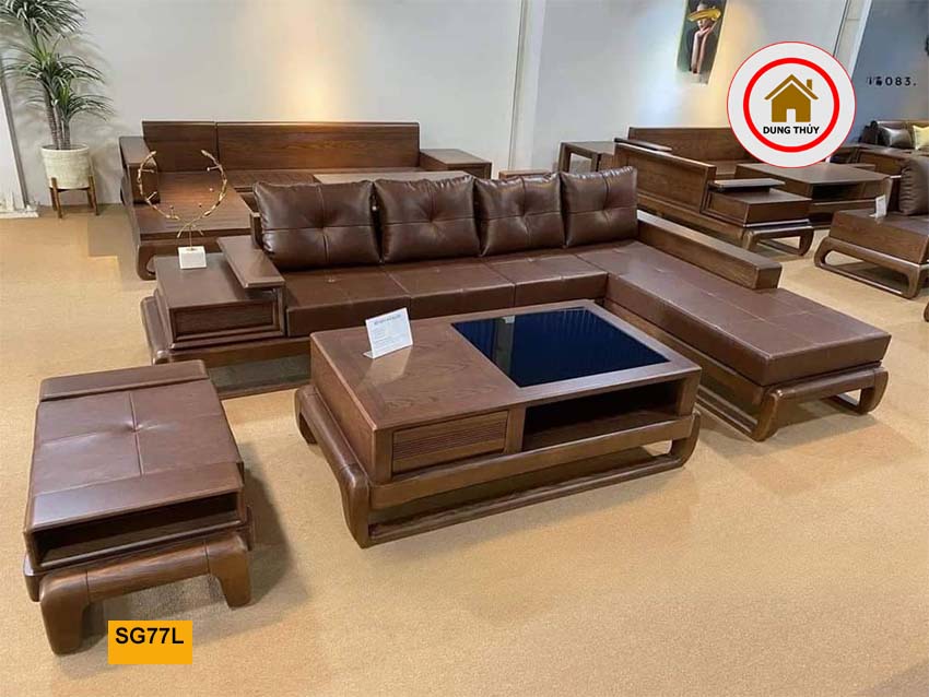 sofa góc chữ L gỗ sồi Nga SG77L