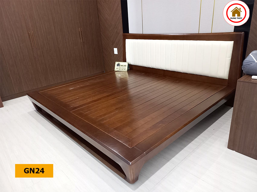 giường ngủ chân quỳ gỗ sồi Nga GN24