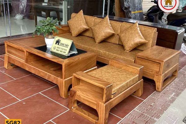 Bộ ghế sofa chân quỳ gỗ gõ đỏ SG82