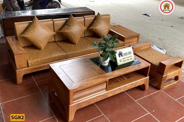 Bộ ghế sofa chân quỳ gỗ gõ đỏ SG82