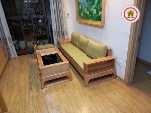 sofa văng 3 món gỗ sồi Gia Lâm