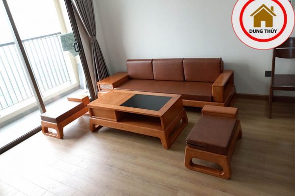 sofa văng 4 món gỗ sồi
