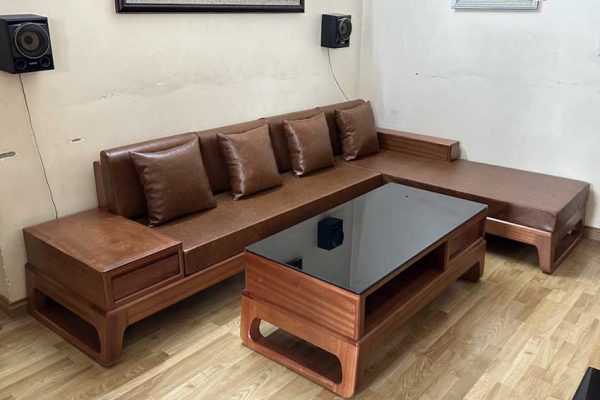 Bộ ghế sofa chân quỳ gỗ xoan đào Nam Phi SG88 xịn