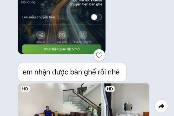 bàn giao sofa 2 văng nhà chị Hà Trang