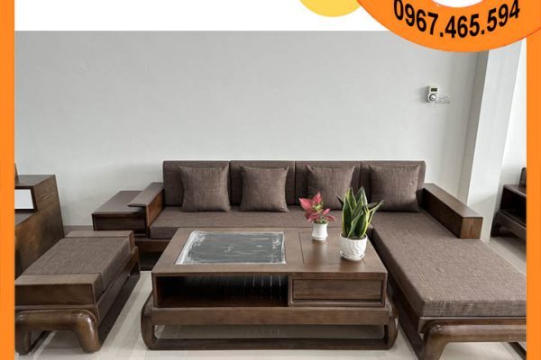 Sofa góc chữ L đùi gà gỗ sồi Nga SG77L đỉnh nét
