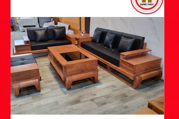 Bộ ghế sofa 2 văng hình đùi gà gỗ hương đá SG73d