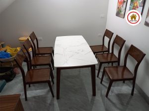 bàn ăn 6 ghế mặt đá