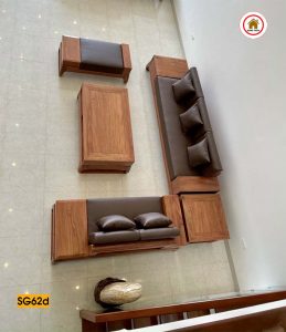 Bộ ghế sofa 2 văng chân quỳ gỗ hương đá SG62d