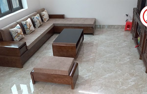 sofa góc chữ L chân cuốn