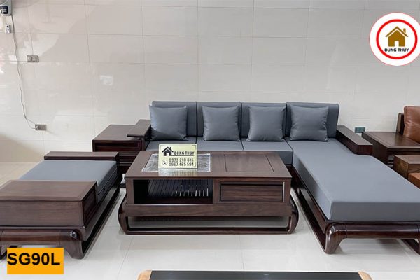 sofa góc chữ L gỗ hương xám SG90L