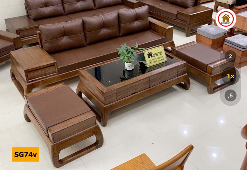 Bộ ghế sofa văng chân choãi gỗ sồi Nga SG74v