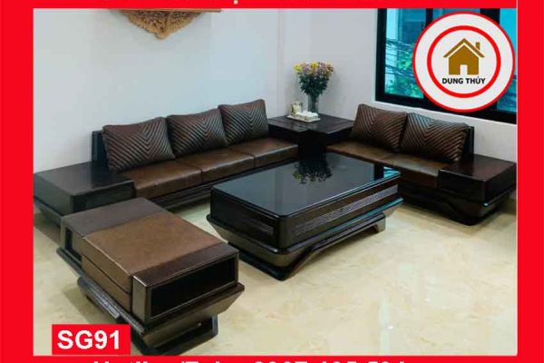 Bộ ghế sofa 2 văng phi thuyền gỗ sồi Nga SG91 2024 dep.