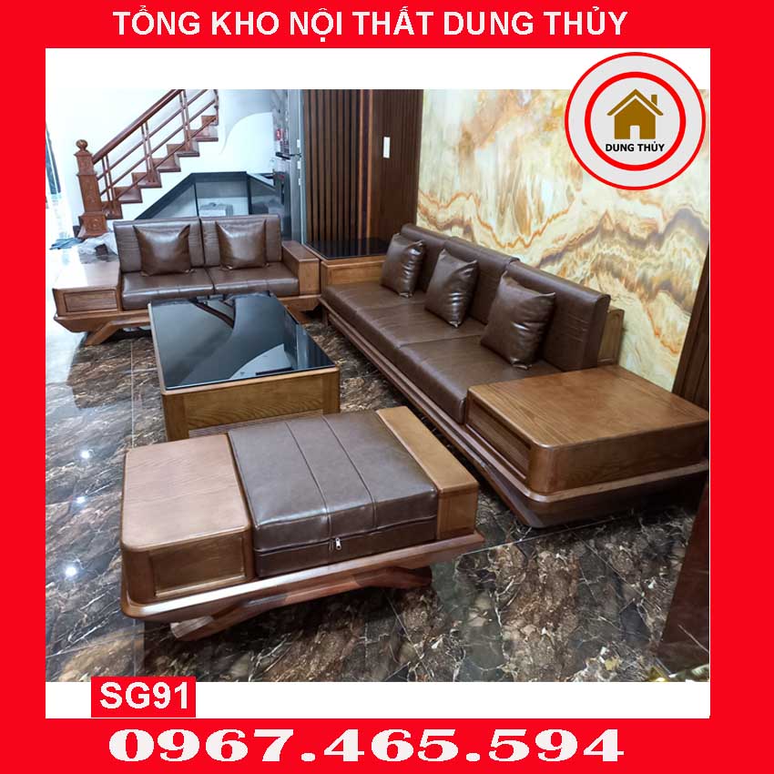 sofa 2 văng chân thuyền SG91 Bắc Ninh