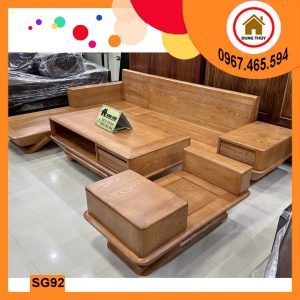 Sofa góc chữ L chân thuyền gỗ sồi Nga SG92 Hanoi