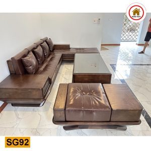 Sofa góc chữ L chân thuyền gỗ sồi Nga SG92