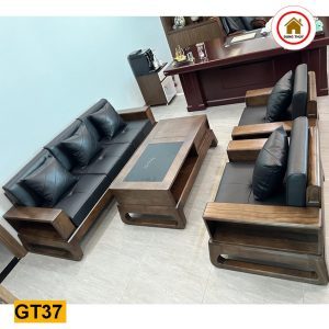 Bộ ghế đối chân quỳ gỗ sồi Nga GT37 chất xịn