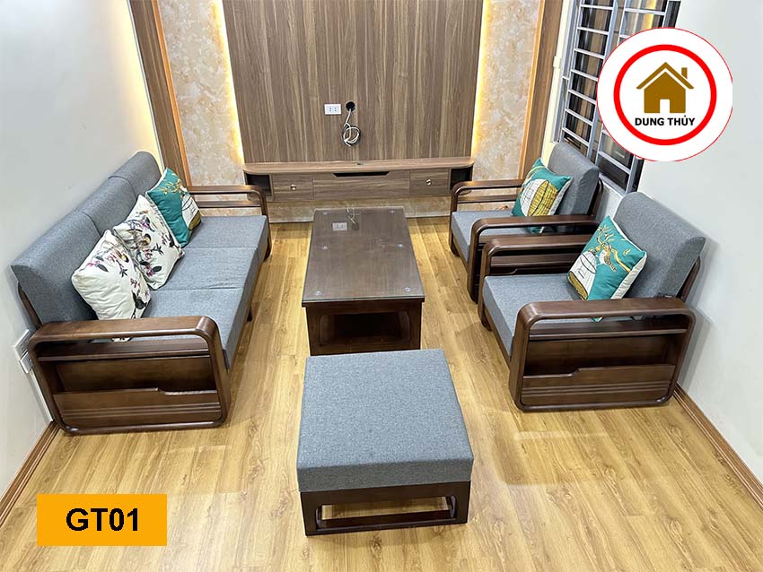 bàn ghế sofa gỗ phòng khách Hải Phòng