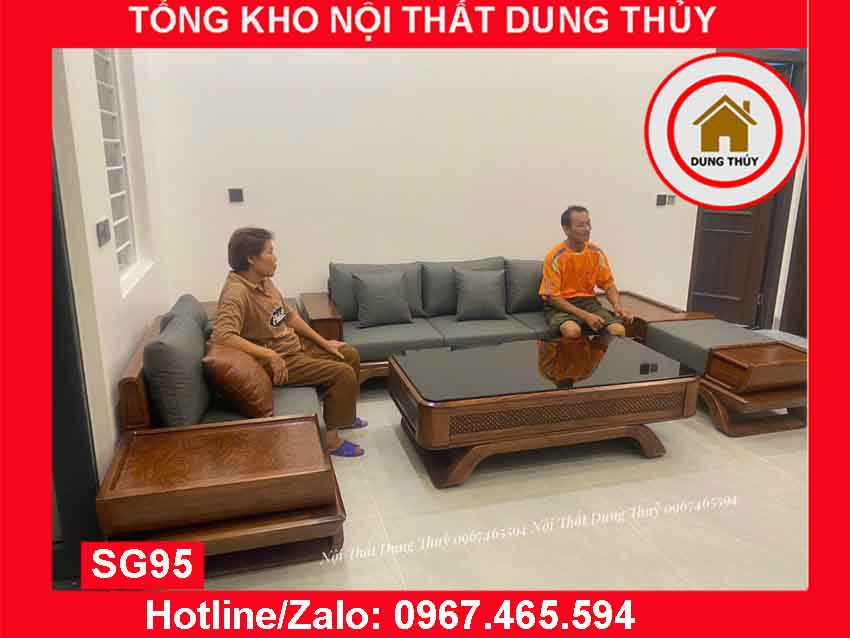 Bộ ghế sofa 2 văng thuyền cánh cong gỗ sồi Nga SG95 hanam 5