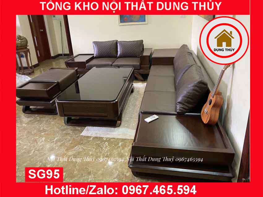 Bộ ghế sofa 2 văng thuyền cánh cong gỗ sồi Nga SG95 hanam 5