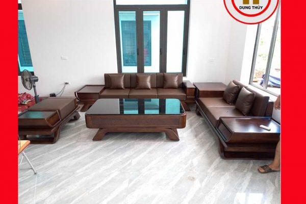 Bộ ghế sofa 2 văng thuyền ngăn kéo cong gỗ sồi Nga SG95