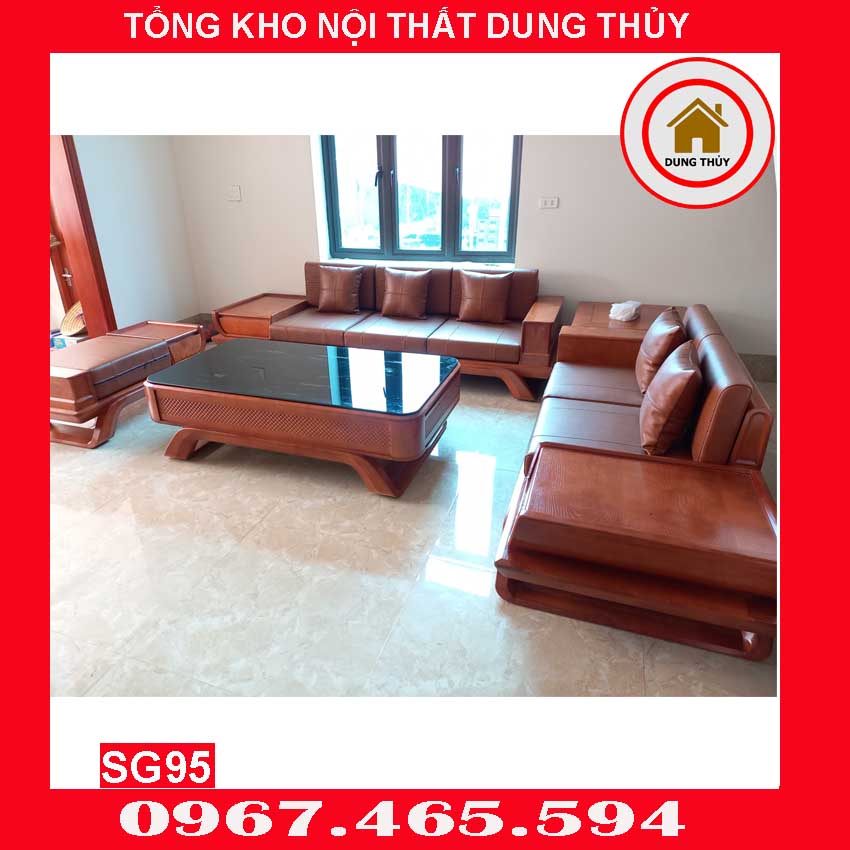 Bộ ghế sofa 2 văng thuyền cánh cong gỗ sồi Nga SG95 kyanh 3
