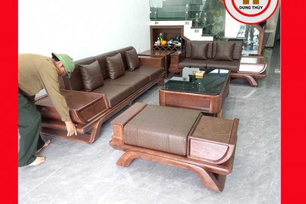 Bộ ghế sofa 2 văng thuyền cánh cong gỗ sồi Nga SG95 thanhha 2