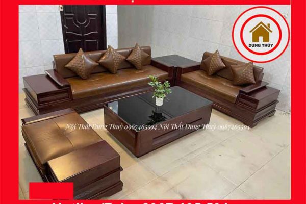 Bộ ghế sofa 2 văng chân pháo cánh gà gỗ sồi Nga vankhe 2