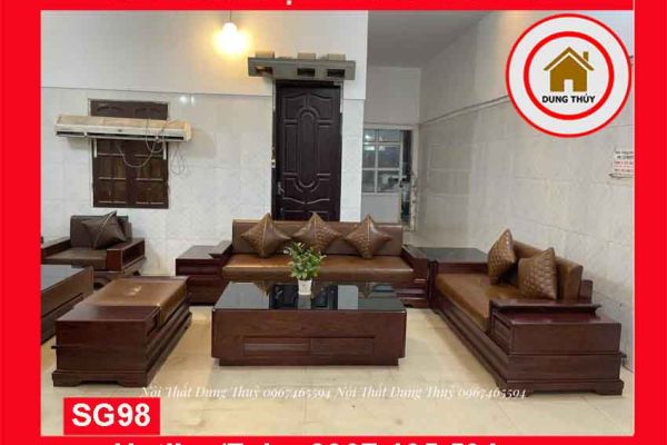 Bộ ghế sofa 2 văng chân pháo cánh gà gỗ sồi Nga vankhe 2