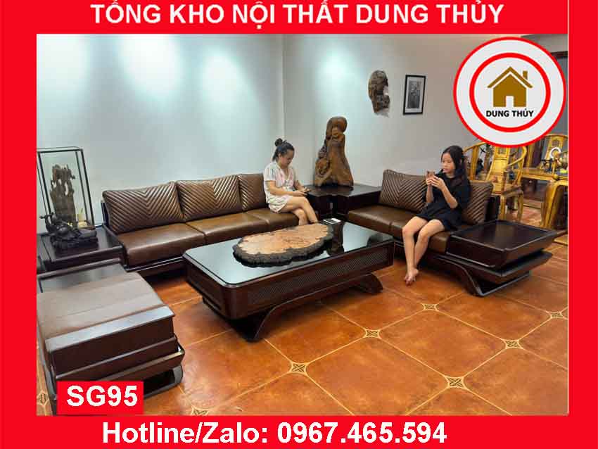 Bộ ghế sofa 2 văng thuyền cánh cong gỗ sồi Nga SG95