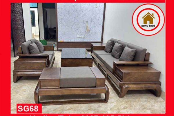 Bộ ghế sofa 2 văng đùi gà gỗ sồi Nga SG68 2024