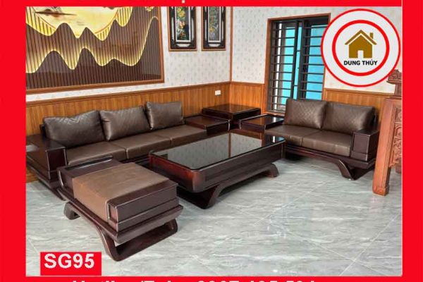 Bộ ghế sofa 2 văng thuyền cánh cong gỗ sồi Nga SG95