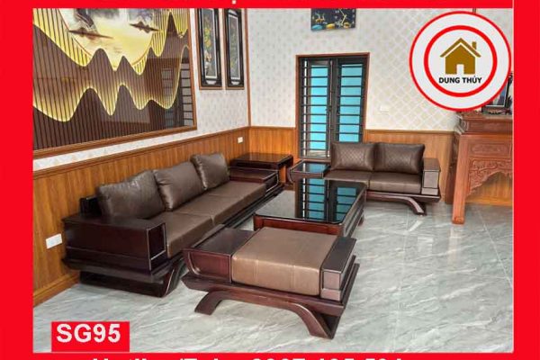 Bộ ghế sofa 2 văng thuyền cánh cong gỗ sồi Nga SG95