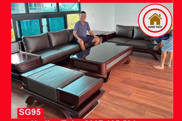 Bộ ghế sofa 2 văng thuyền cánh cong gỗ sồi Nga SG95