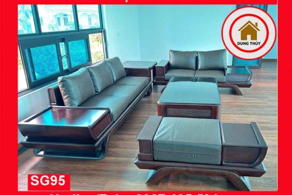 Bộ ghế sofa 2 văng thuyền cánh cong gỗ sồi Nga SG95